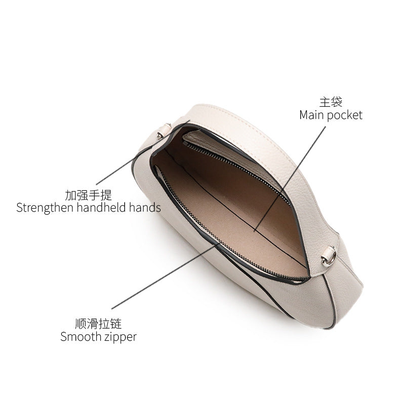 Genuine Leather Crescent Bag – Minimalist Crossbody & Shoulder Bag