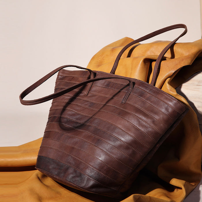 Genuine Leather Shoulder Bag – Large Capacity Tote Handbag