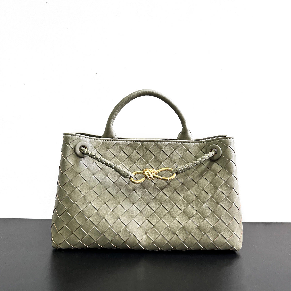 Women’s Woven Genuine Leather Handbag – Cowhide Shoulder Bag