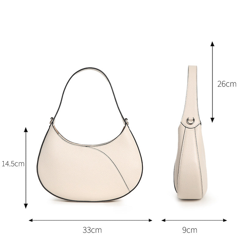 Genuine Leather Crescent Bag – Minimalist Crossbody & Shoulder Bag