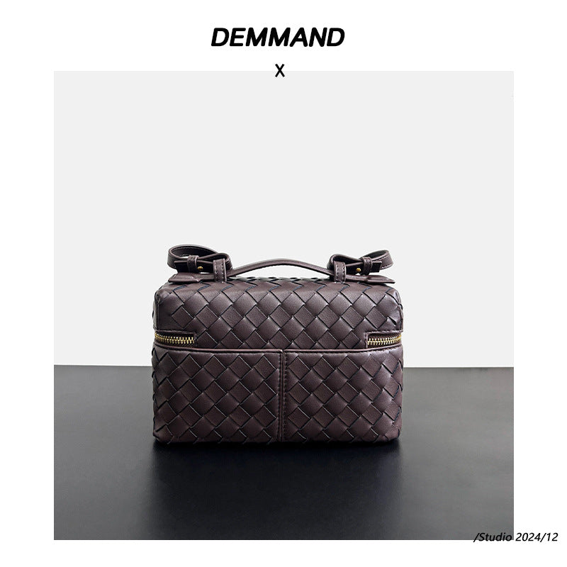 Women’s Woven Leather Handbag – Small Top-Grain Shoulder & Crossbody Bag