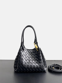 Women’s Woven Leather Bucket Bag – Soft Genuine Cowhide