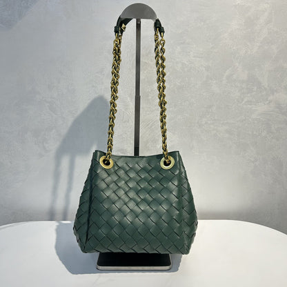 Women’s Handwoven Leather Chain Bag – Parachute Crossbody & Shoulder