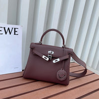 Women’s Lychee Grain Leather Mini Bag – Silver Buckle Shoulder & Crossbody