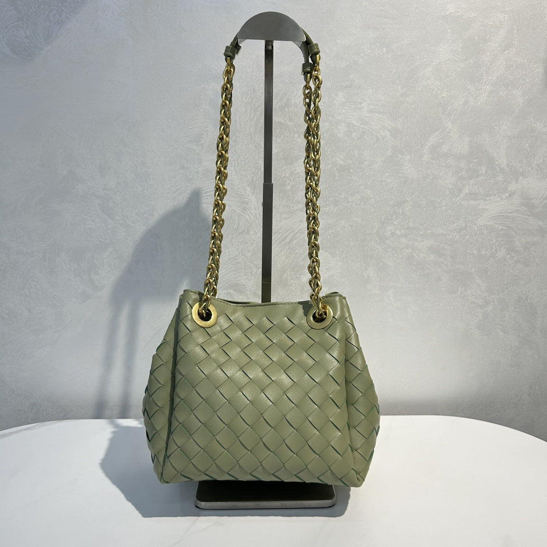 Women’s Handwoven Leather Chain Bag – Parachute Crossbody & Shoulder