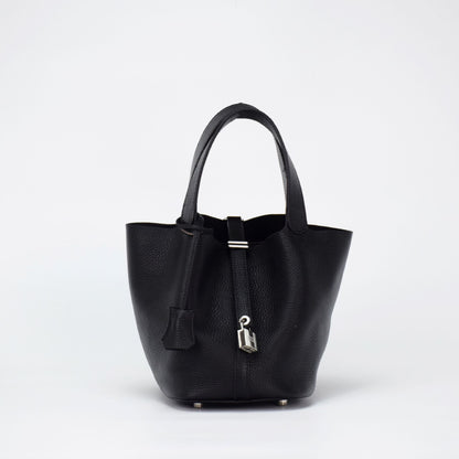 Genuine Leather Bucket Bag for Women – Large Capacity Lightweight Shoulder Handbag