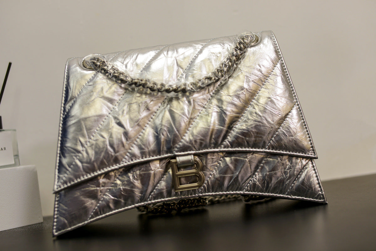 Women’s Quilted Leather Hourglass Bag – Chain Shoulder & Crossbody