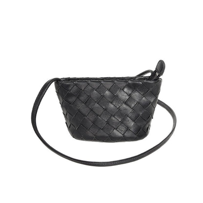 Genuine Leather Shoulder Bag – Woven Small Crossbody Bag