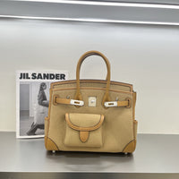 Women’s Canvas & Leather Tote Bag – Structured Crossbody Handbag