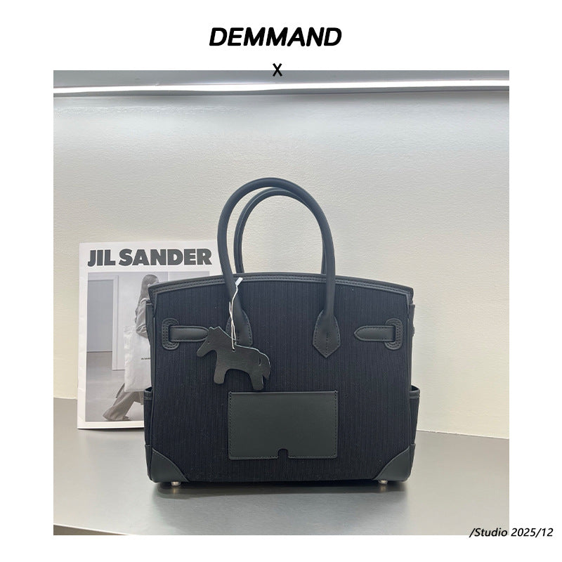 Women’s Canvas & Leather Tote Bag – Structured Crossbody Handbag