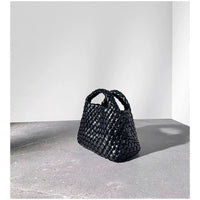 Women’s Leather Mini Woven Bucket Bag – Handbag, Shoulder & Crossbody