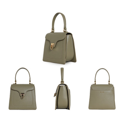 Genuine Leather Shoulder Bag – Vintage Nubuck Small Square Handbag