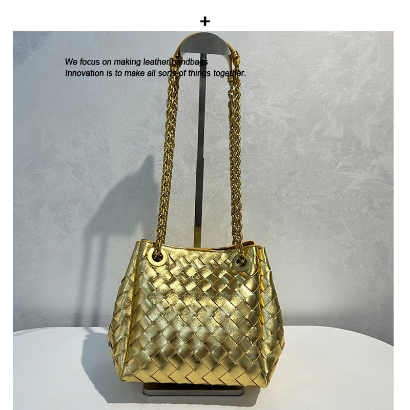 Women’s Handwoven Leather Chain Bag – Parachute Crossbody & Shoulder