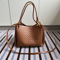 Woven Cow Leather Tote Bag – Large Capacity Handbag