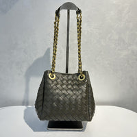 Women’s Handwoven Leather Chain Bag – Parachute Crossbody & Shoulder