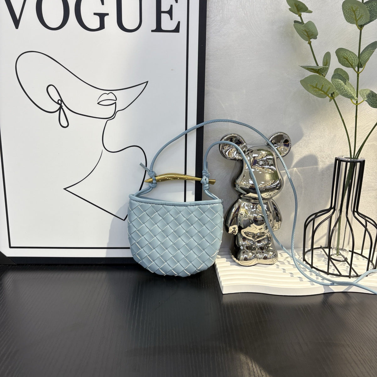 Top-Grain Cowhide Woven Mini Shoulder Bag Crossbody