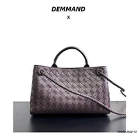 Women’s Woven Genuine Leather Handbag – Cowhide Shoulder Bag