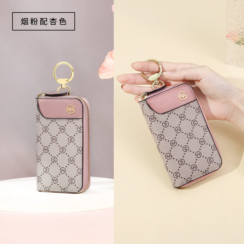 Women’s Printed Key Holder Wallet – Zipper Coin and Key Case