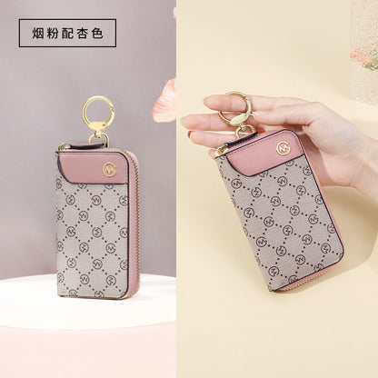 Women’s Printed Key Holder Wallet – Zipper Coin and Key Case