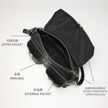 Genuine Leather Messenger Bag – Vintage Cowhide Shoulder & Handbag