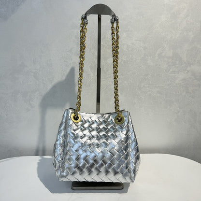 Women’s Handwoven Leather Chain Bag – Parachute Crossbody & Shoulder