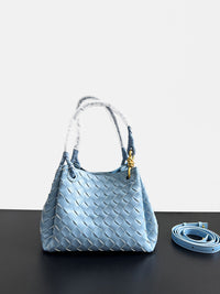 Women’s Woven Leather Bucket Bag – Soft Genuine Cowhide