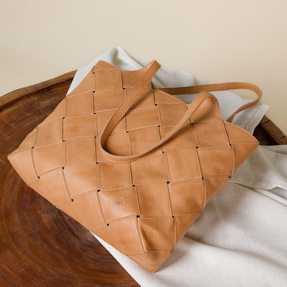 Genuine Leather Tote Bag – Large Capacity Shoulder & Handbag