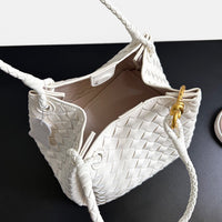 Women’s Woven Leather Bucket Bag – Soft Genuine Cowhide