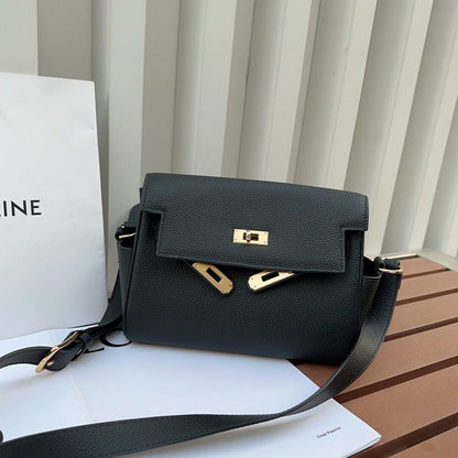 Women’s Pebbled Leather Kelly Messenger Bag – Handbag, Shoulder & Crossbody