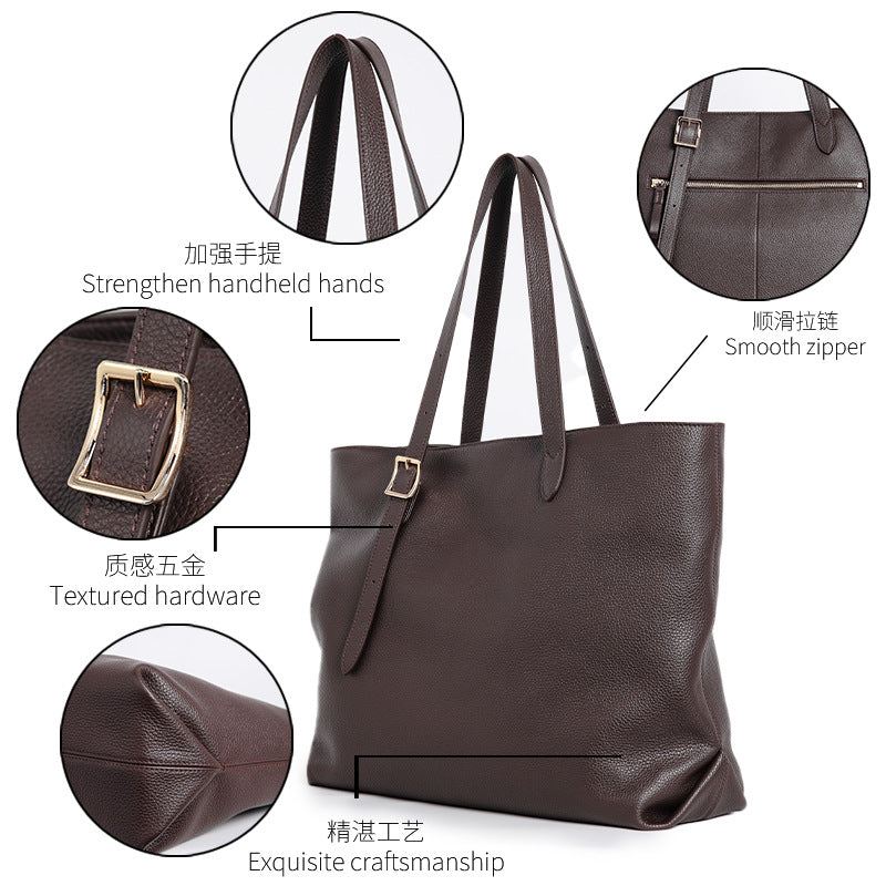 Genuine Leather Shoulder Bag – Large Capacity Women’s Handbag