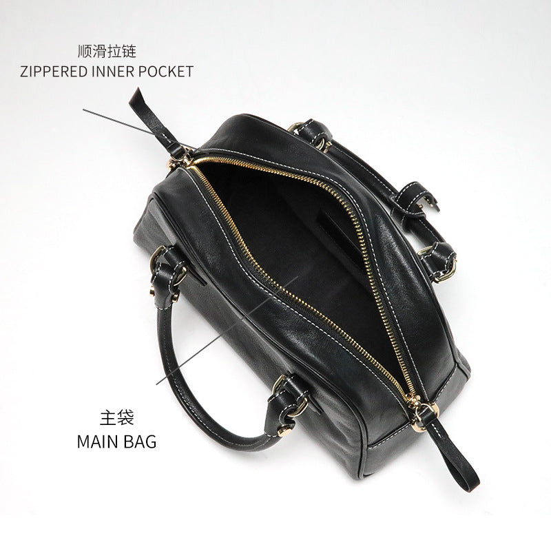 Genuine Leather Handbag – Minimalist Shoulder & Crossbody Bag