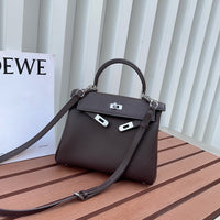 Women’s Lychee Grain Leather Mini Bag – Silver Buckle Shoulder & Crossbody