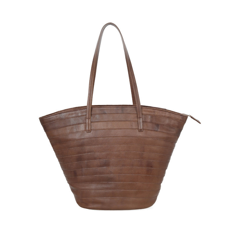 Genuine Leather Shoulder Bag – Large Capacity Tote Handbag