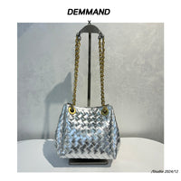 Women’s Handwoven Leather Chain Bag – Parachute Crossbody & Shoulder