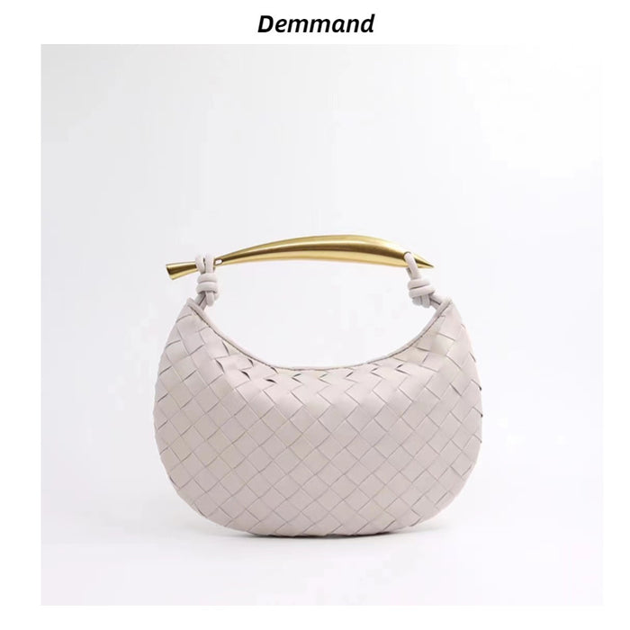 2022款鲨鱼包皱褶手提包牛皮编织包大容量白搭手拎腋下包都市简约