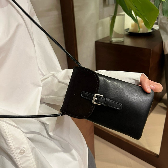 Women’s Leather & Haircalf Phone Bag – Mini Crossbody Shoulder Bag