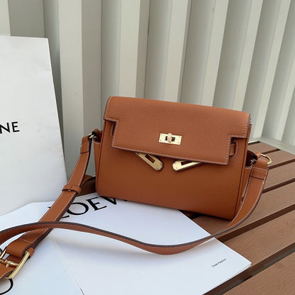 Women’s Pebbled Leather Kelly Messenger Bag – Handbag, Shoulder & Crossbody