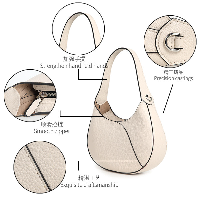 Genuine Leather Crescent Bag – Minimalist Crossbody & Shoulder Bag