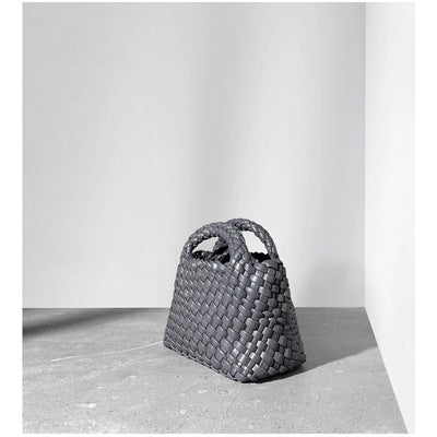Women’s Leather Mini Woven Bucket Bag – Handbag, Shoulder & Crossbody