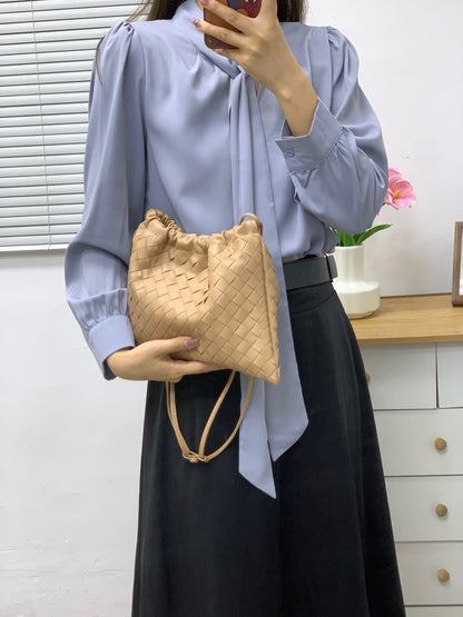 Women’s Drawstring Leather Hobo Bag – Large Capacity Shoulder Handbag