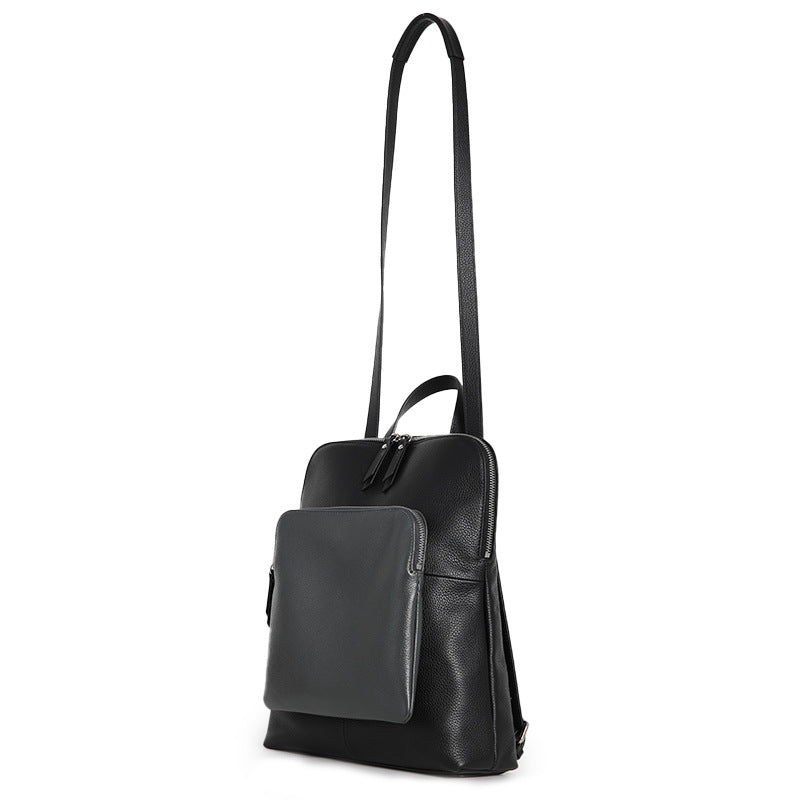 Genuine Leather Backpack – Large Capacity Crossbody & Shoulder Bag