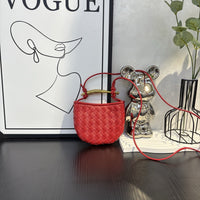 Top-Grain Cowhide Woven Mini Shoulder Bag Crossbody