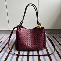 Woven Cow Leather Tote Bag – Large Capacity Handbag