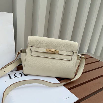 Women’s Pebbled Leather Kelly Messenger Bag – Handbag, Shoulder & Crossbody