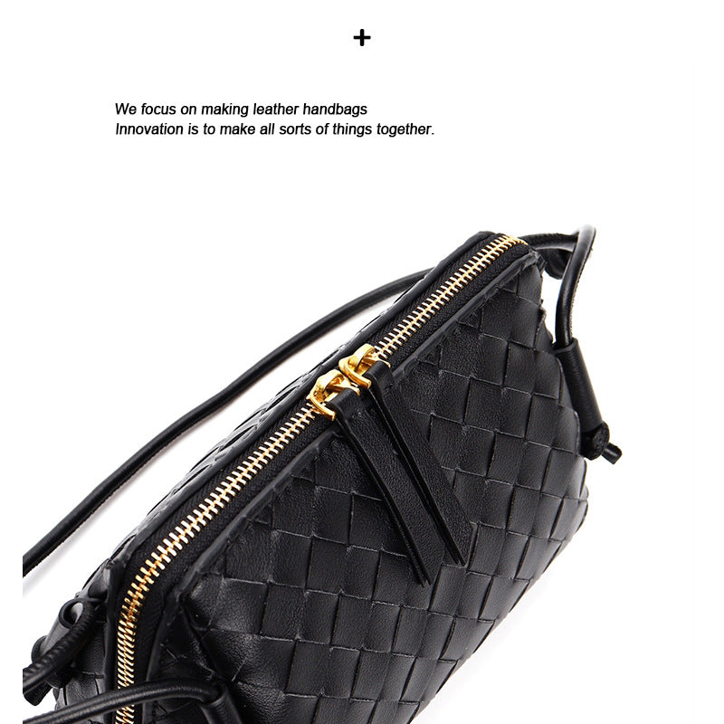 Mini Woven Leather Square Bag – Women Shoulder Crossbody Handbag