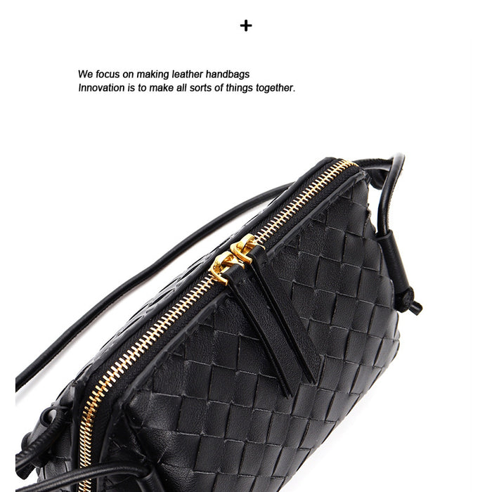 Mini Woven Leather Square Bag – Women Shoulder Crossbody Handbag