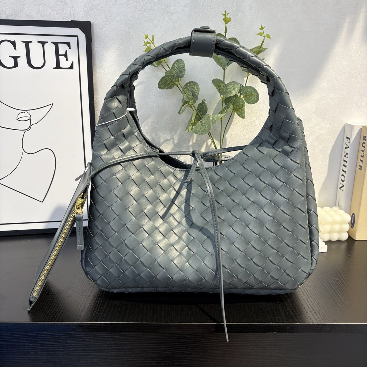 Woven Leather Shoulder & Tote Bag