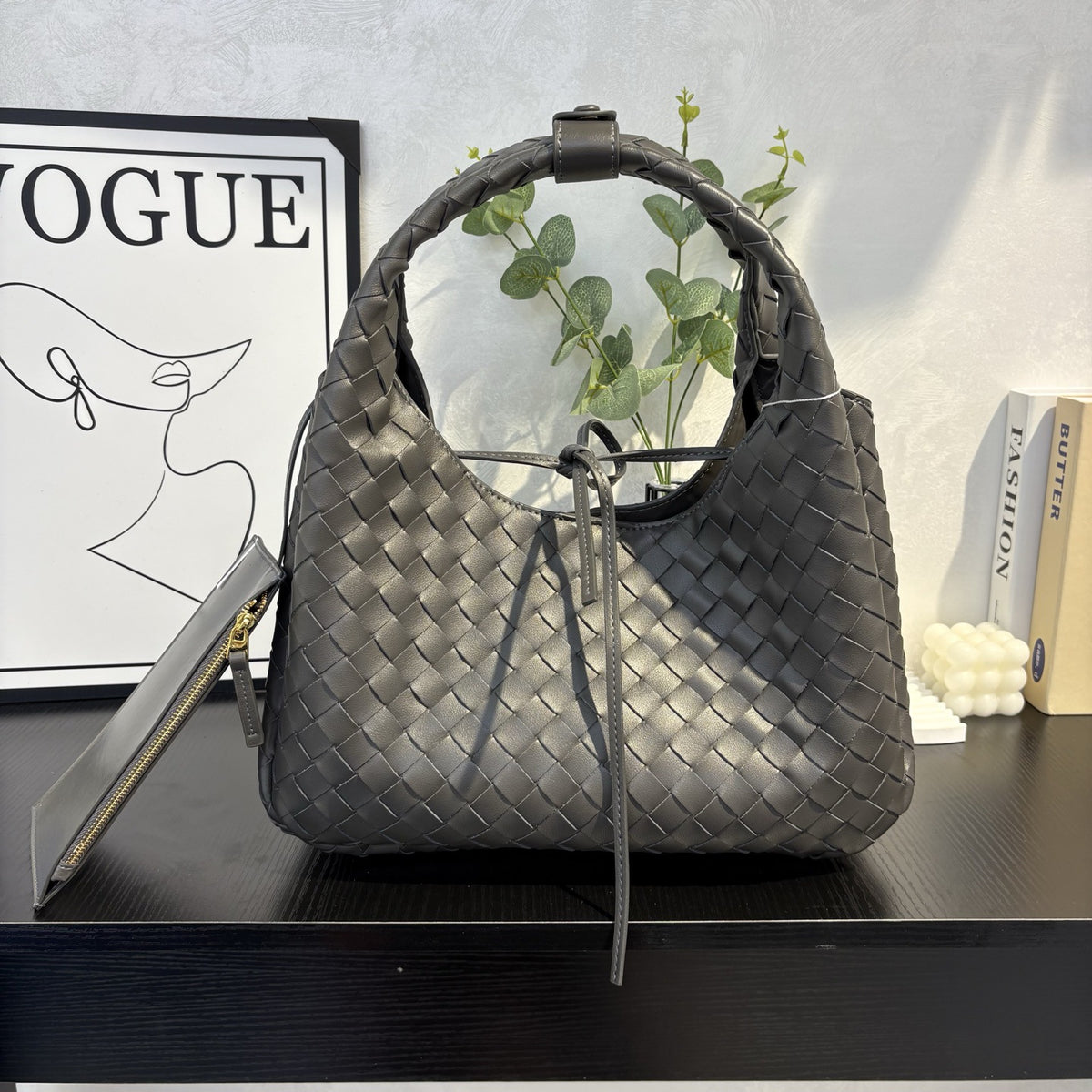 Woven Leather Shoulder & Tote Bag