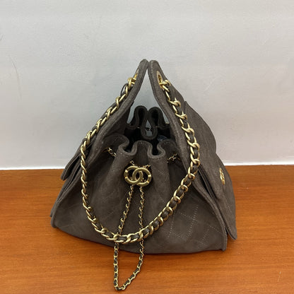 Women’s Nubuck Leather Drawstring Hobo Bag – Vintage Bucket Shoulder Bag