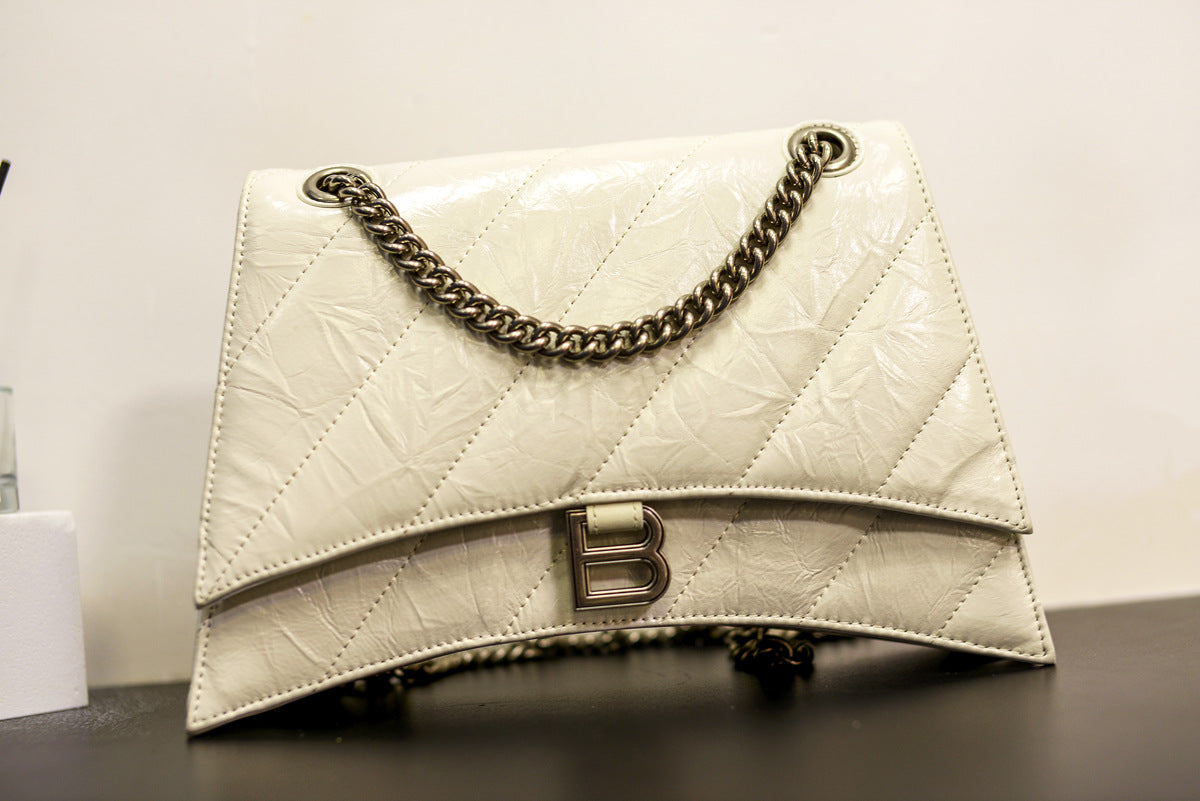 Women’s Quilted Leather Hourglass Bag – Chain Shoulder & Crossbody